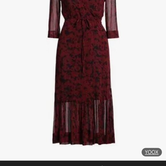 GANNI Light Georgette Wrap Midi Dress in Syrah (Red-Black Floral Print) - Picture 2 of 11
